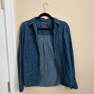 Denim look button down